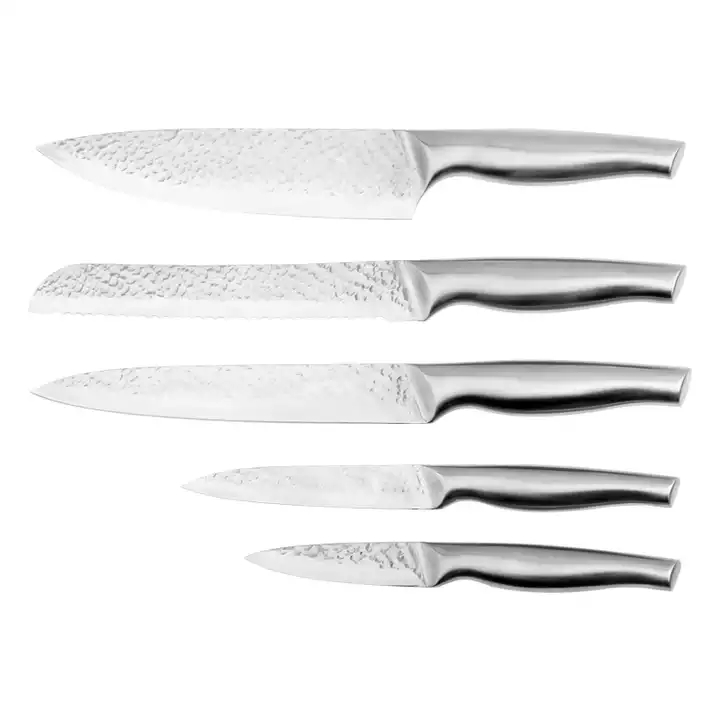 Kundenspezifische heiße Produkte 6-pcs Küchenutensilien Hohler Griff Edelstahl Küchenmesser Set mit Messerblock 