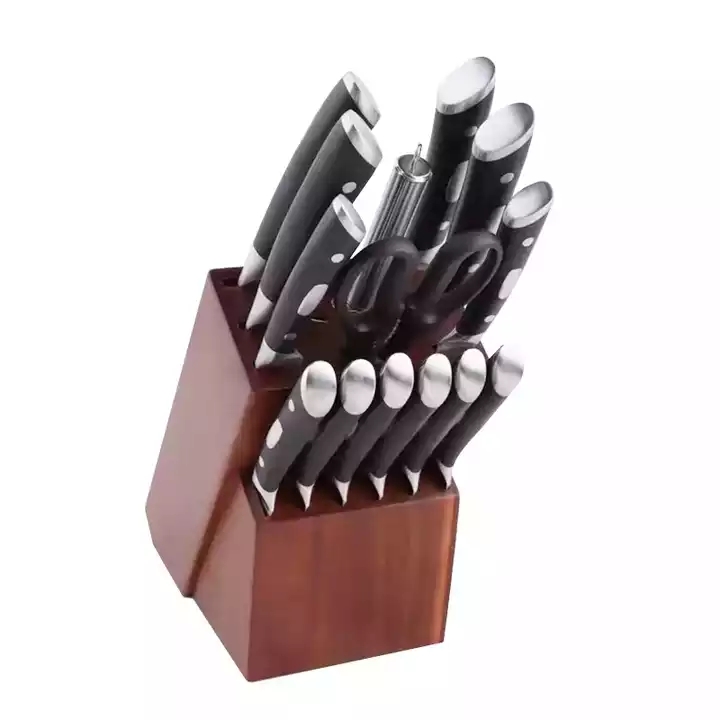 Heißer Verkauf German Chef Messer Küche Utility Messer Set Mit Gummi Holz Block 