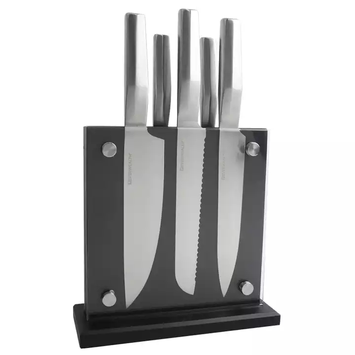 Gute Qualität Professional Ss430 Griff Chef Brot Obst Messer Edelstahl Küchenmesser Set Mit Messerblock 