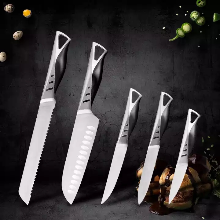 2022 Heißer Verkauf Neue Design Klinge Griff 5-teiliges Messer Edelstahl Küchenmesser Set 