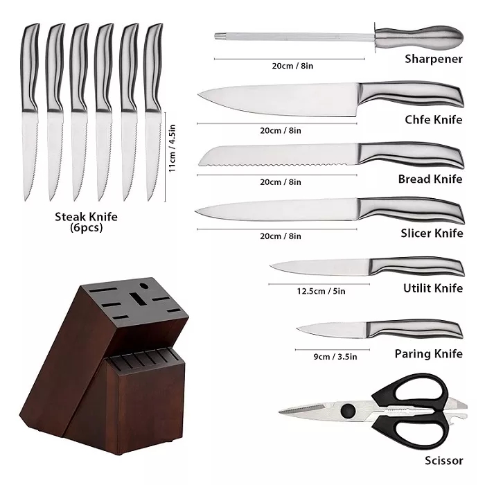 Fabrik Großhandel Benutzerdefinierte OEM Professionelle 14 Pcs Chef Messer Sets Edelstahl Set Küchenmesser Mit Block 