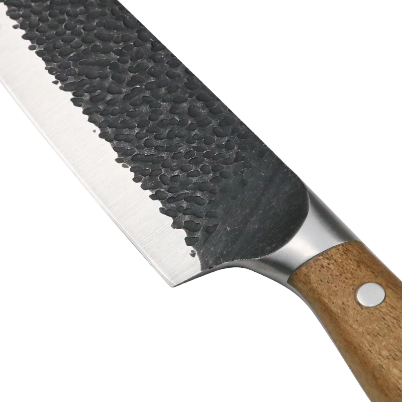 Japanische geschmiedete 430 Bolster Edelstahl Messer Acacia Holz Acacia Griffe mit Block Kochmesser 